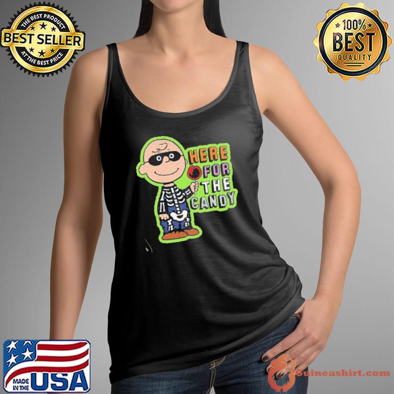 Peanuts Charlie brown here for the candy Charlie brown halloween retro art s Tank Top