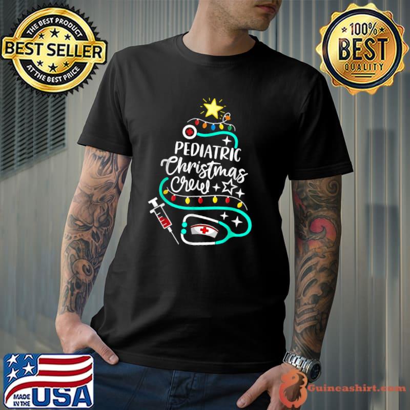Pediatrician NP Pediatric Nurse Pediatric Christmas Crew Lights Xmas Tree T-Shirt
