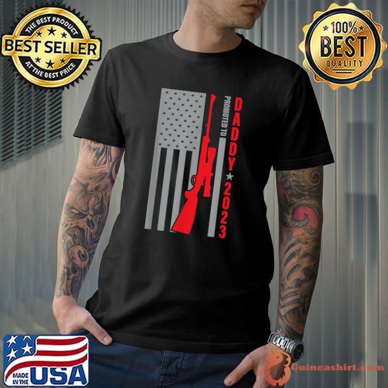 Promoted to daddy 2023 deer hunting american flag dad father T-Shirt
