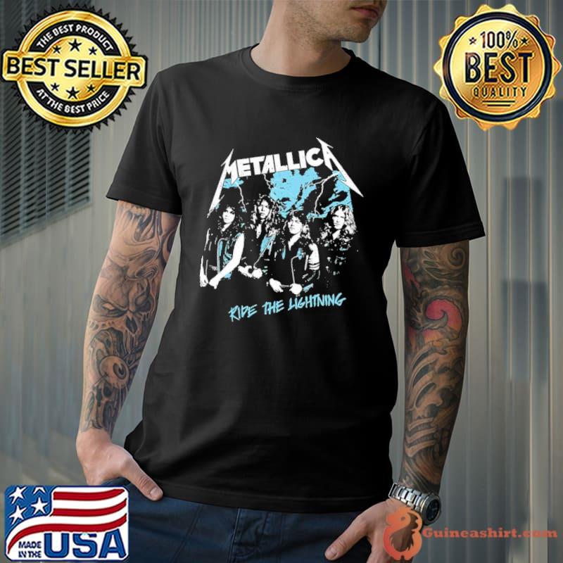 Ride the lightning metal band retro art shirt
