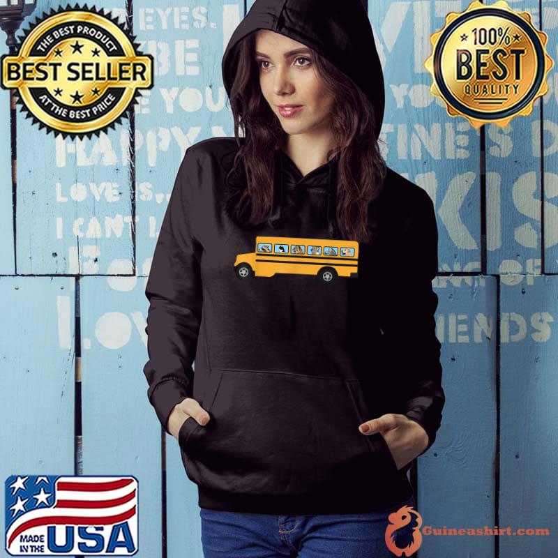 School Bus With Cat Dog Raccoon And Other Animals T-Shirt Hoodie