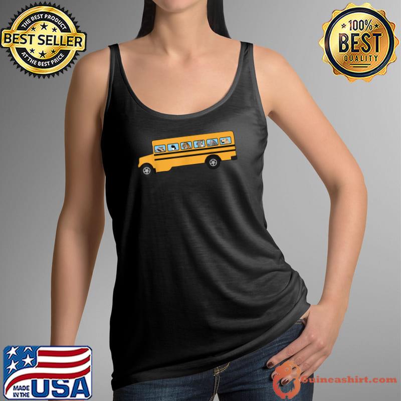 School Bus With Cat Dog Raccoon And Other Animals T-Shirt Tank Top