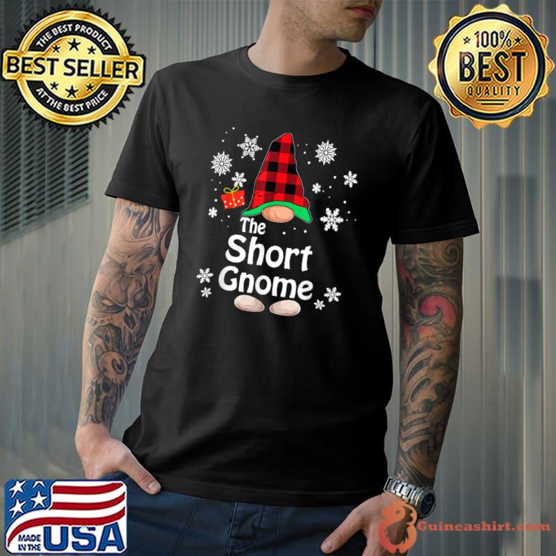 Short Gnome Buffalo Plaid Matching Family Christmas Pajama T-Shirt