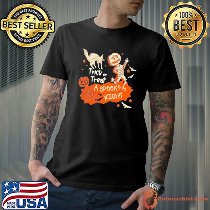 Spooky halloween halloween horror nights trick r treat skeleton pumpkin retro art shirt