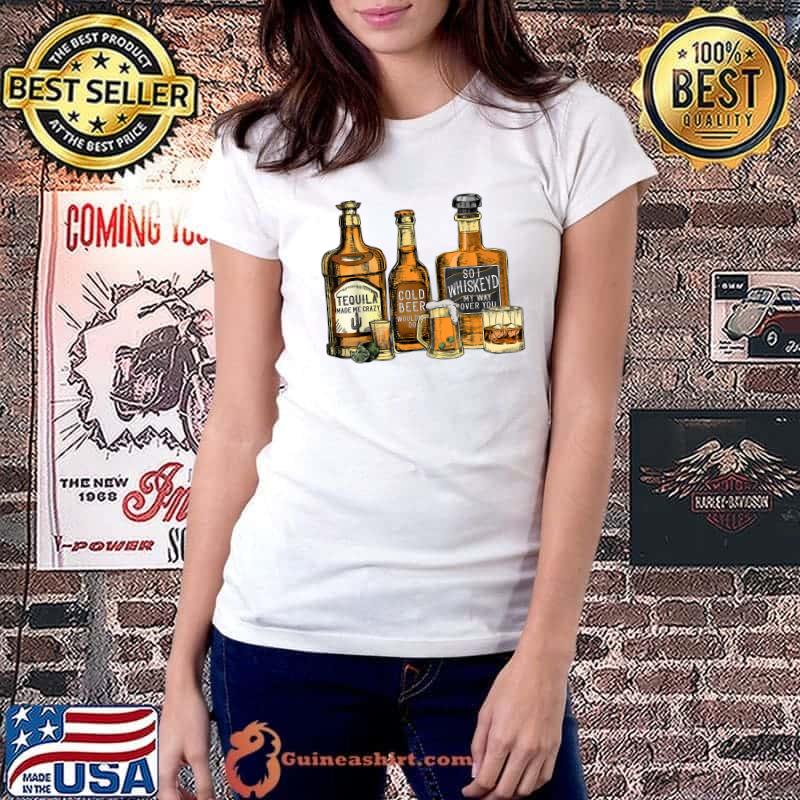 Tequila Beer And Whiskey Alcohol Party T-Shirt Ladiestee