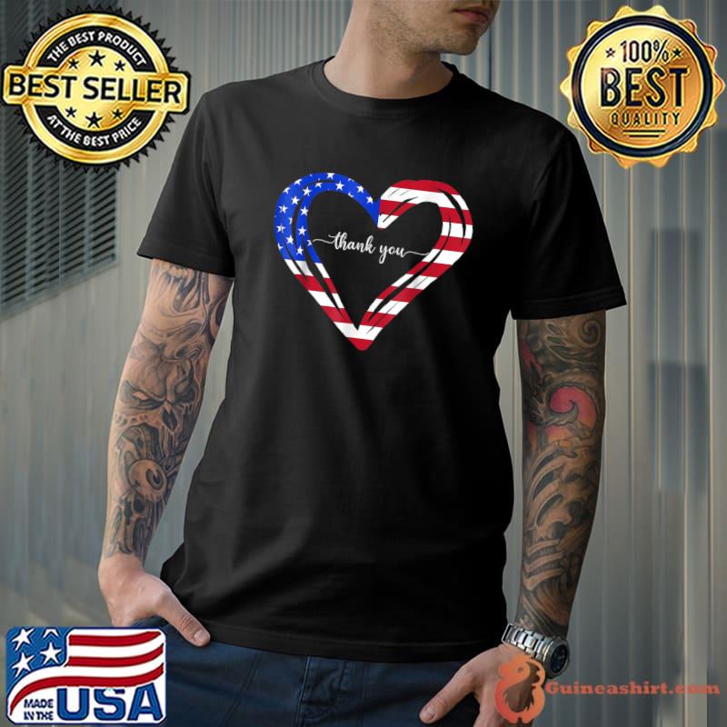 Thank you for your services patriotic heart veterans day american flag T-Shirt