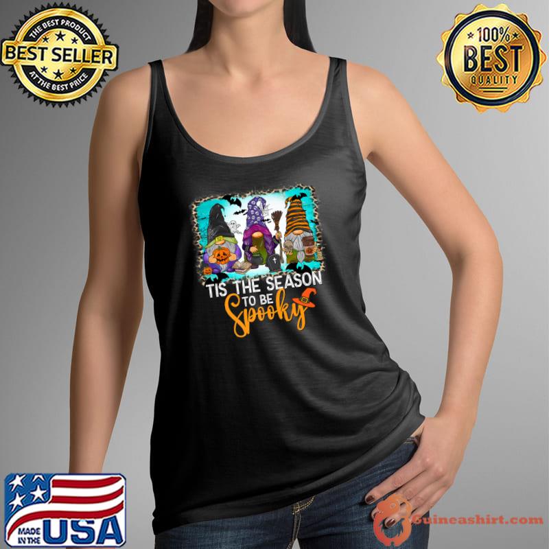 Tis The Season To Be Spooky Halloween Witch Gnomes Leopard T-Shirt Tank Top