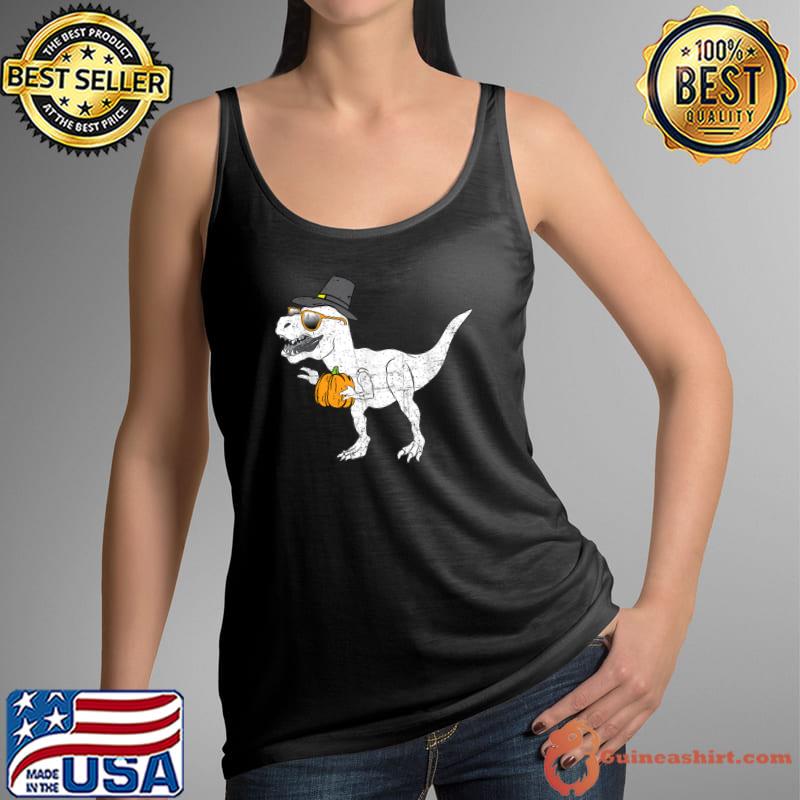 Turkey Hat T Rex Dinosaur Toddler Pumpkin Thanksgiving Outfit T-Shirt Tank Top