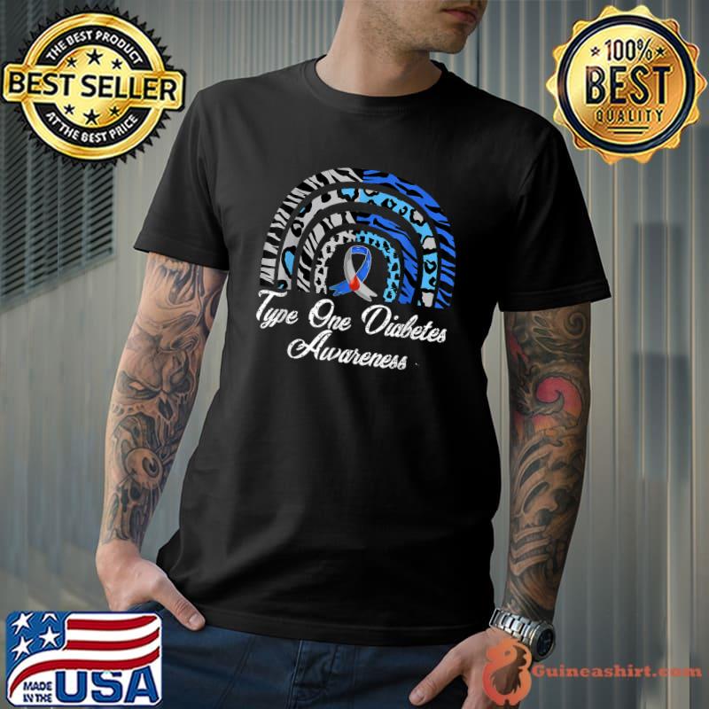 Type One Diabetes Awareness Type One Diabetic Rainbow Leopard T-Shirt