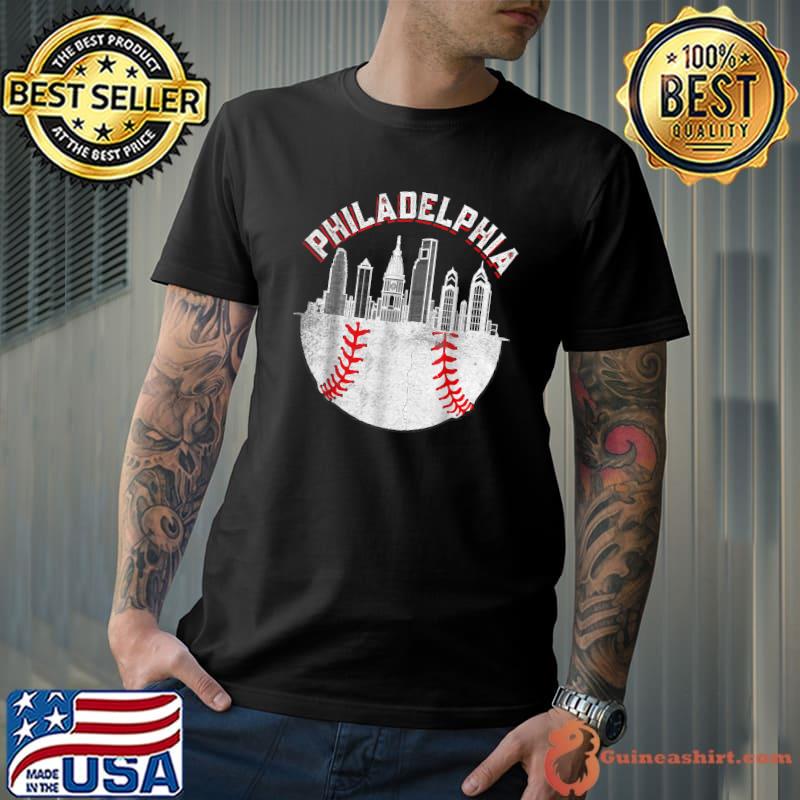Vintage Philadelphia Baseball Skyline Philly Cityscap T-Shirt