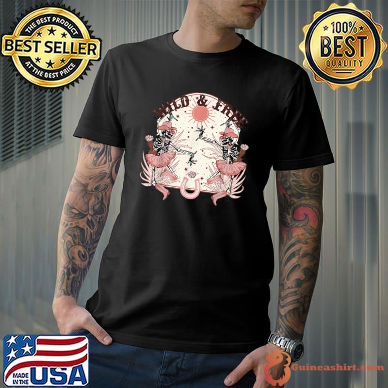 Wild And Free Western Cowgirl Skeleton Dance Little Girl T-Shirt
