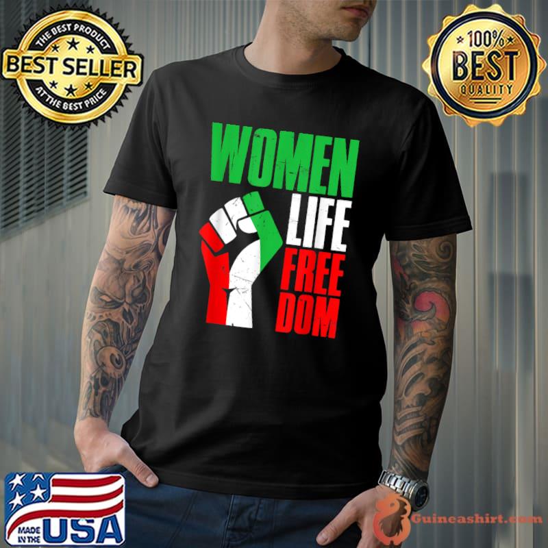 Women Life Freedom Strong Hand Iranian Distressed Free Iran T-Shirt