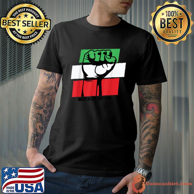 Women Life Freedom Support Iran Flag Hand Strong Retro T-Shirt