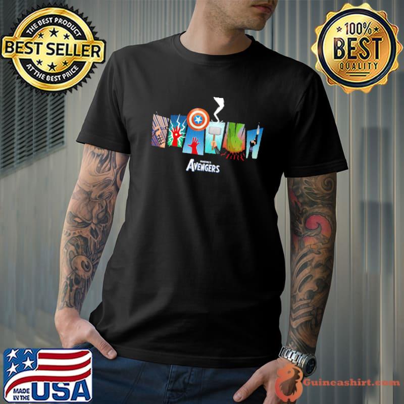 All the icons in Marvel avenger design shirt