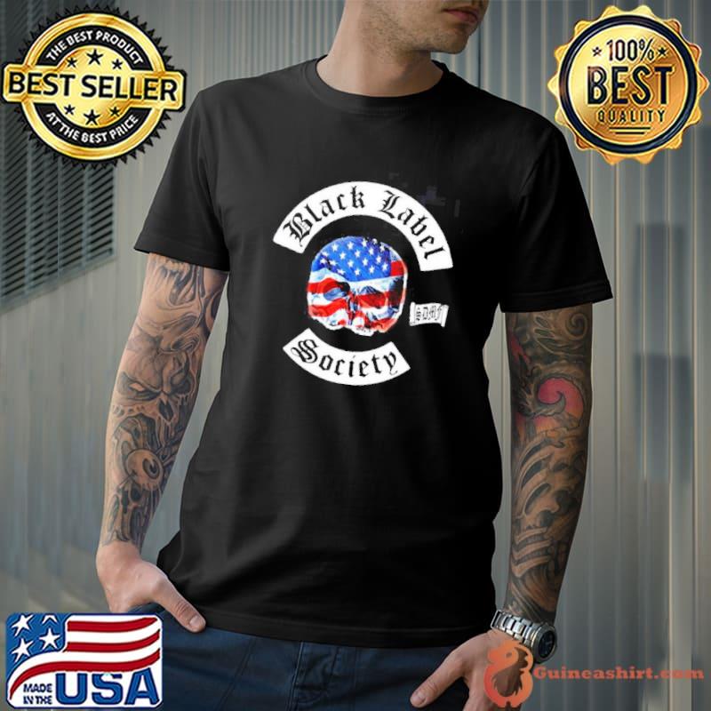 America flag skull art lack label society band trending classic shirt