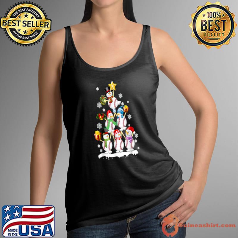 Baseball Snowman Balls Christmas Tree Happy Holiday T-Shirt Tank Top