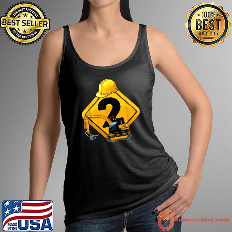 Birthday Boy 2 Years Old Construction Excavator 2nd T-Shirt Tank Top