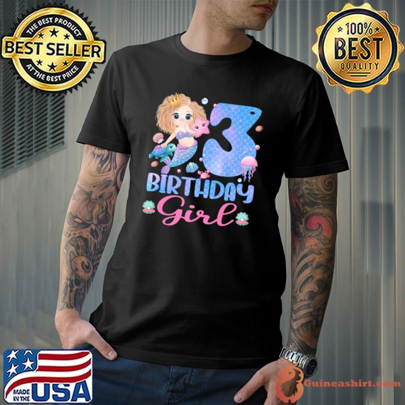 Birthday Mermaid 3rd Birthday Mermaid Girl 3 Years Old T-Shirt