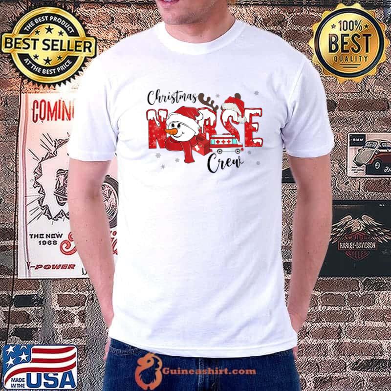 Christmas Nurse Crew Snowman Nursing Reindeer Santa Hat T-Shirt