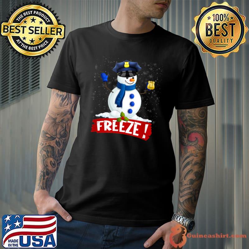 Cop Snowman Freeze Police Christmas Party Xmas T-Shirt