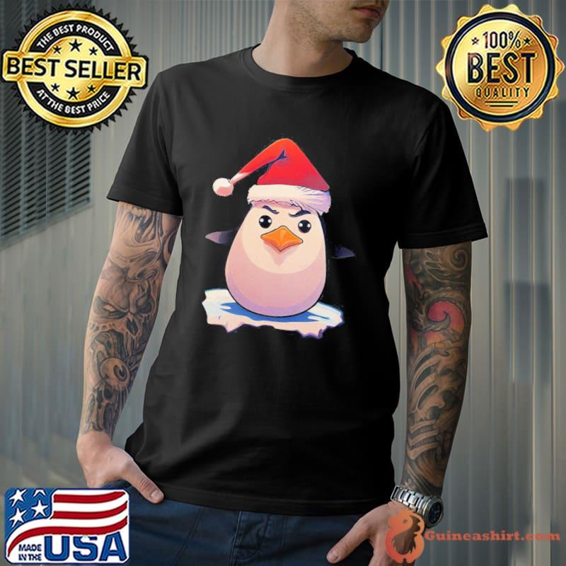 Cute penguin with red santa claus hat christmas shirt