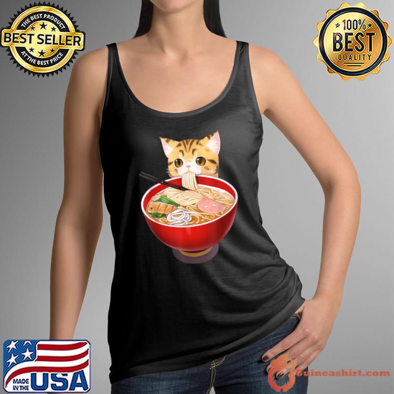 Cute Ramen Cat Kawaii Neko Anime Japanese Noodles Otaku T-Shirt Tank Top