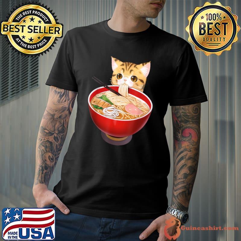 Cute Ramen Cat Kawaii Neko Anime Japanese Noodles Otaku T-Shirt
