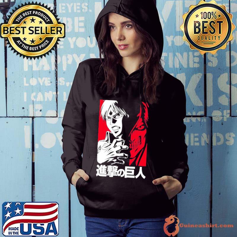 Eren white typographic design attack on titan classic s Hoodie