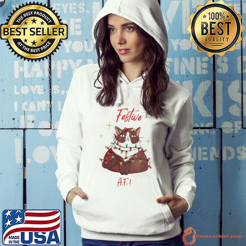 Festive af kitty cat merry christmas s Hoodie