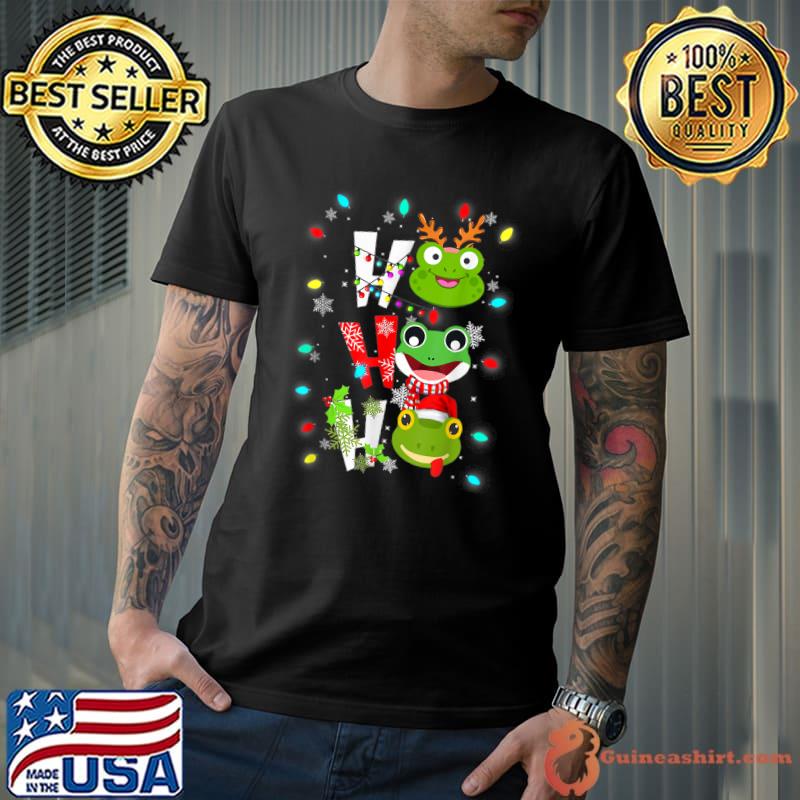 Ho Ho Ho Frog Santa Hat Reindeer Snows Christmas Merry Christmas T-Shirt