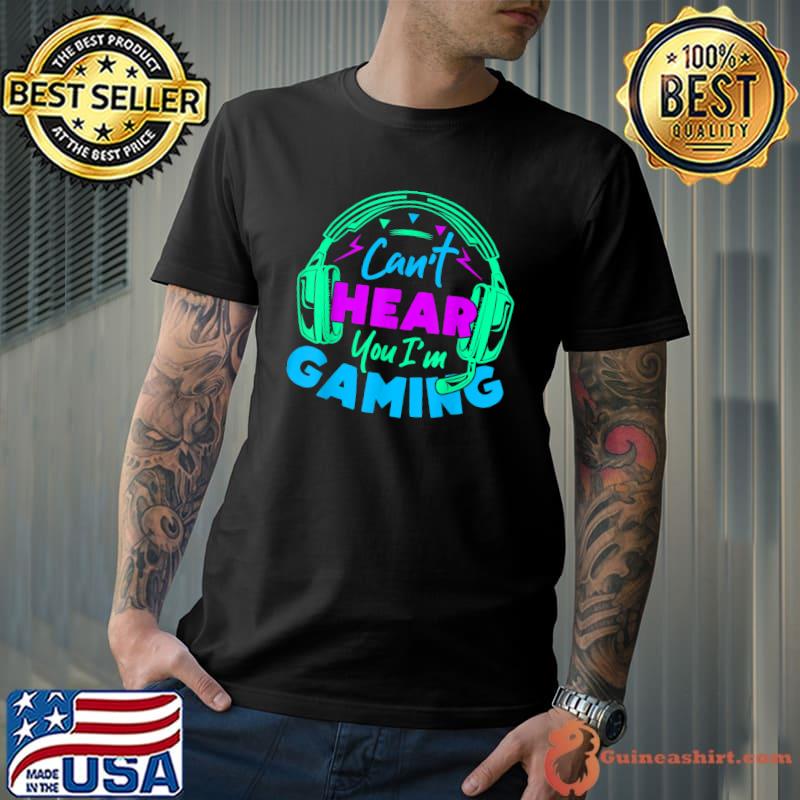 I Can't Hear You I'm Gaming Busy Retro Headphone Video Gamer T-Shirt