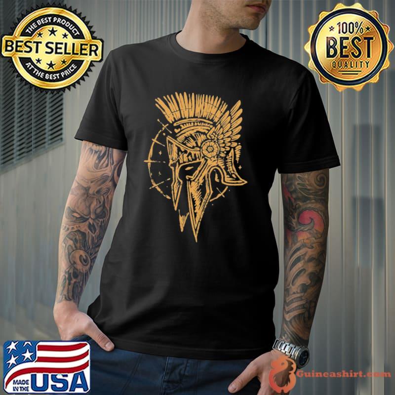 Iconic symbols barbarian spartan helmet shirt
