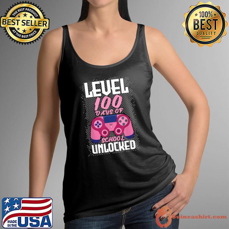 Level 100 Days Of School Unlocked Student 100th Days Video Gamer T-Shirt Tank Top