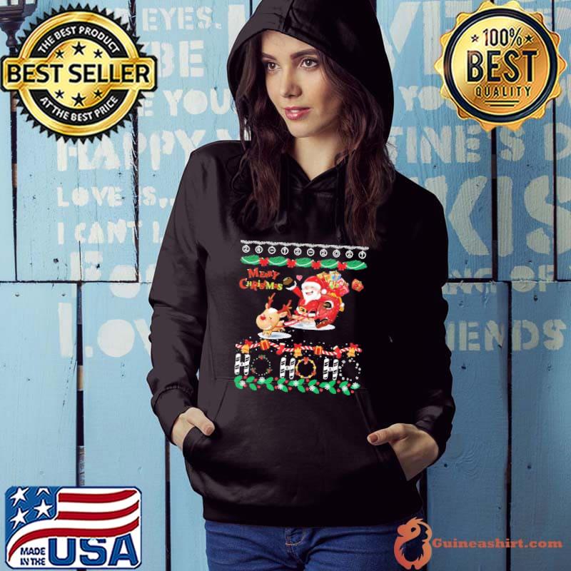 Merry christmas lovely santa claus reindeer ho ho ho trending s Hoodie