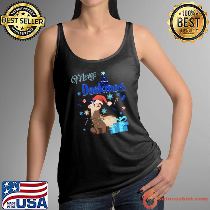 Merry Dookmas Ferret Christmas Blue Gift Cold Edition T-Shirt Tank Top