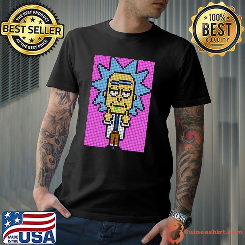 Middle finger rick sanchez pixel art classic shirt