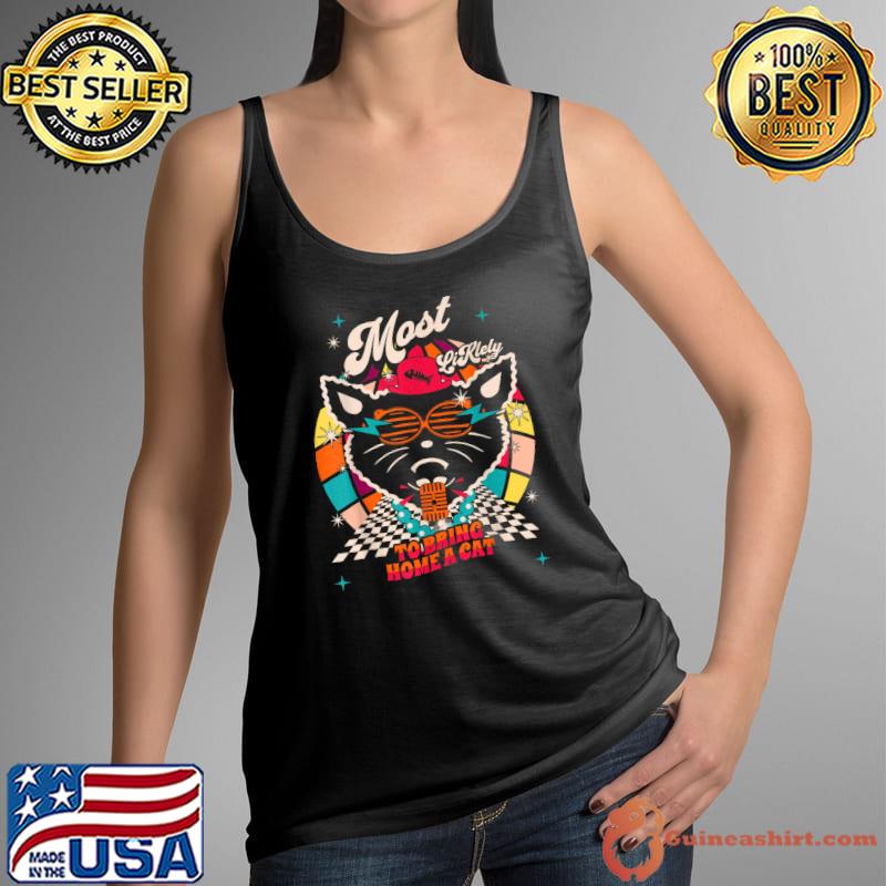 Most Likely To Bring Home A Cat With Sunglasses Vintage Sunset T-Shirt Tank Top