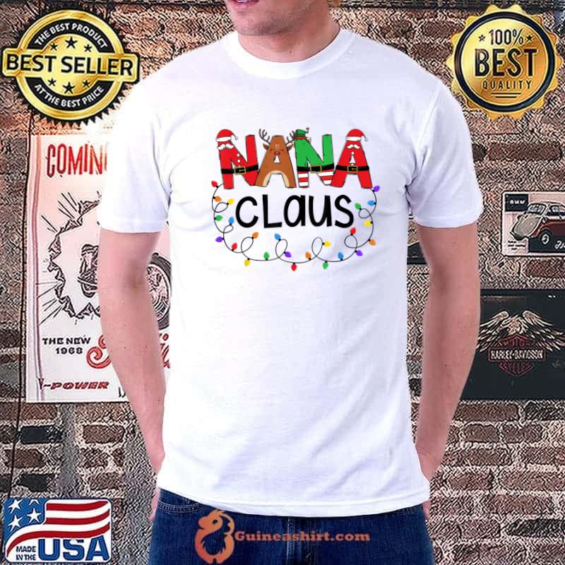 Nana Claus Christmas Family Matching Xmas Light Tree T-Shirt