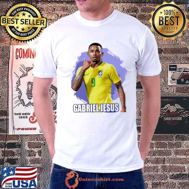 Out I march with bat and pad gabriel Jesus Brazil Football sport shirt