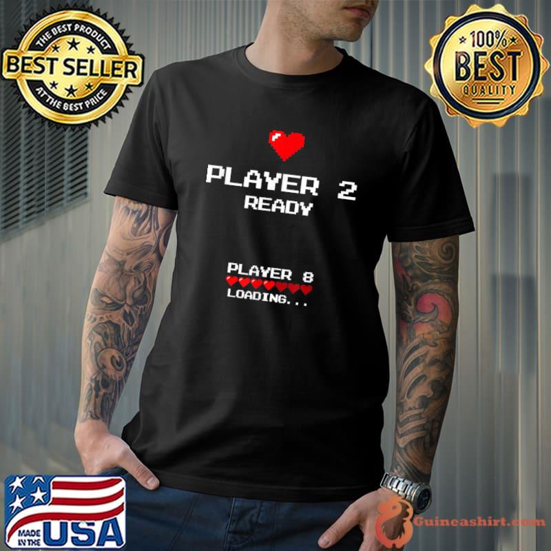 Player 2 Player 8 Loading Retro Gaming Baby Announcement T-Shirt