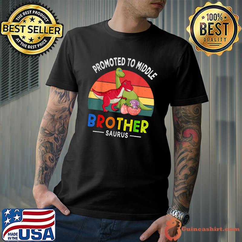 Promoted To Middle Brother Cute Dinosaur Design For Brother Vintage T-Shirt