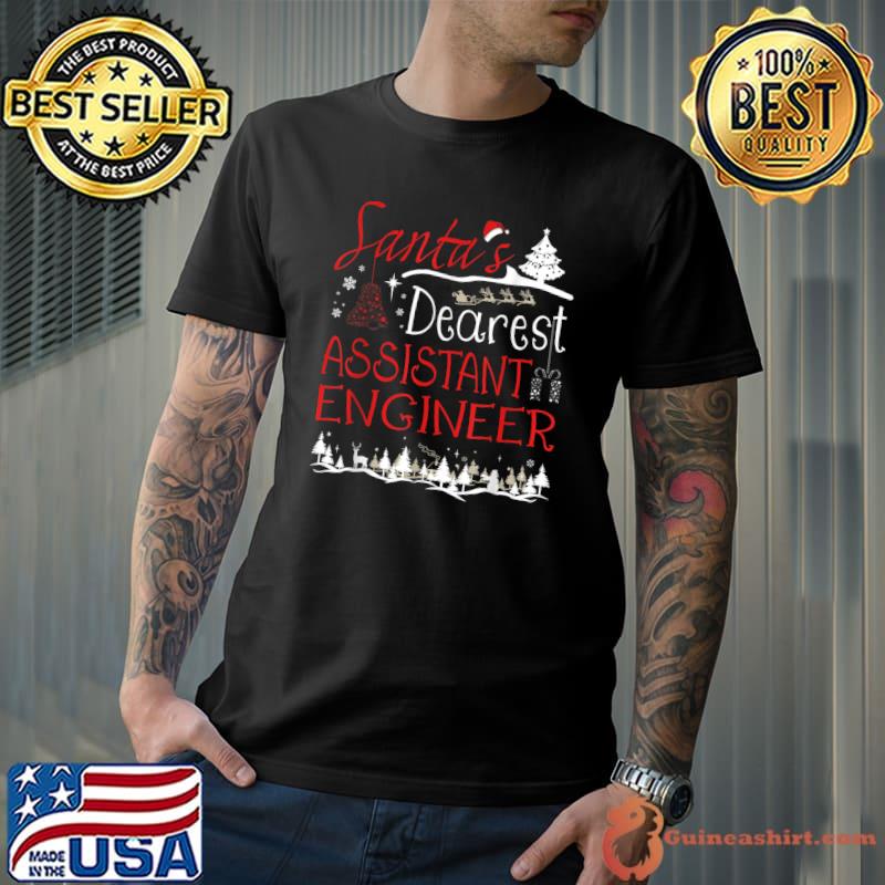 Santa's Dearest Assistant Engineer Xmas Tree Job Christmas T-Shirt