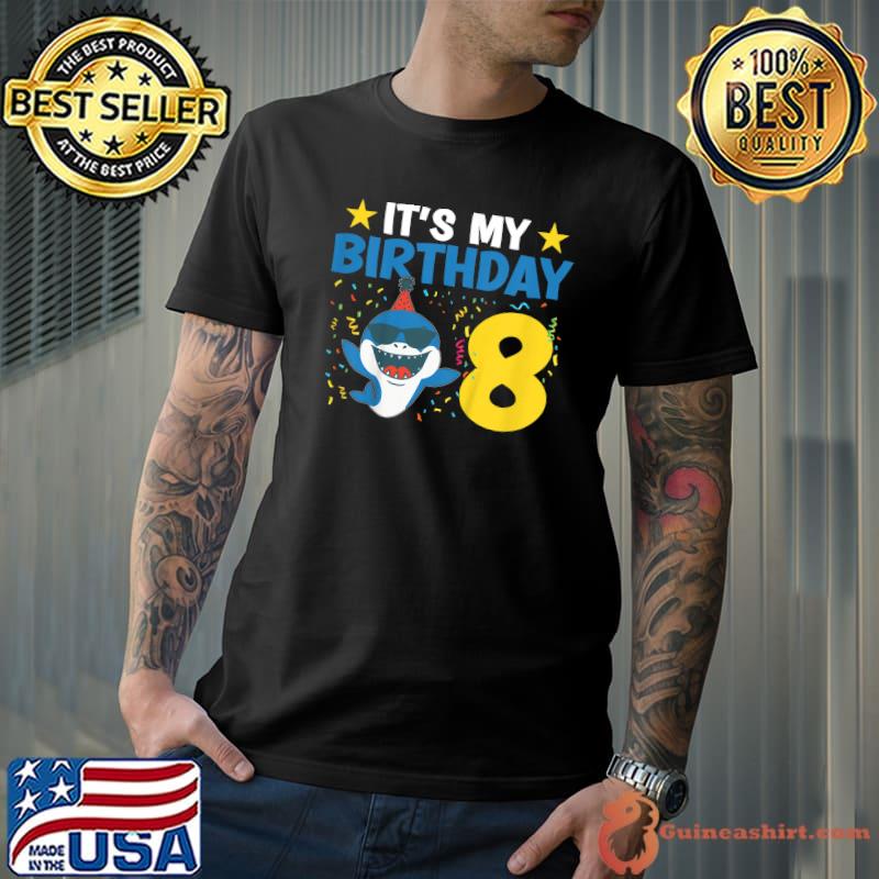 Shark Lover Cool Sharks It's My Birthday 8 Stars T-Shirt