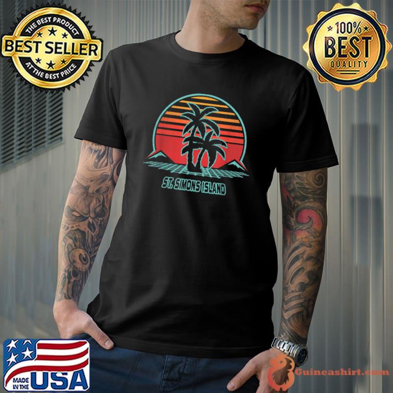 St. Simons Island Palms Tree Vintage 80s Style T-Shirt