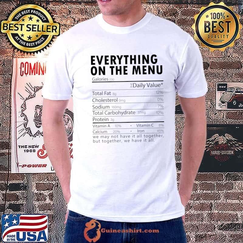 Thanksgiving Christmas Everything On The Menu Nutrition Fact T-Shirt