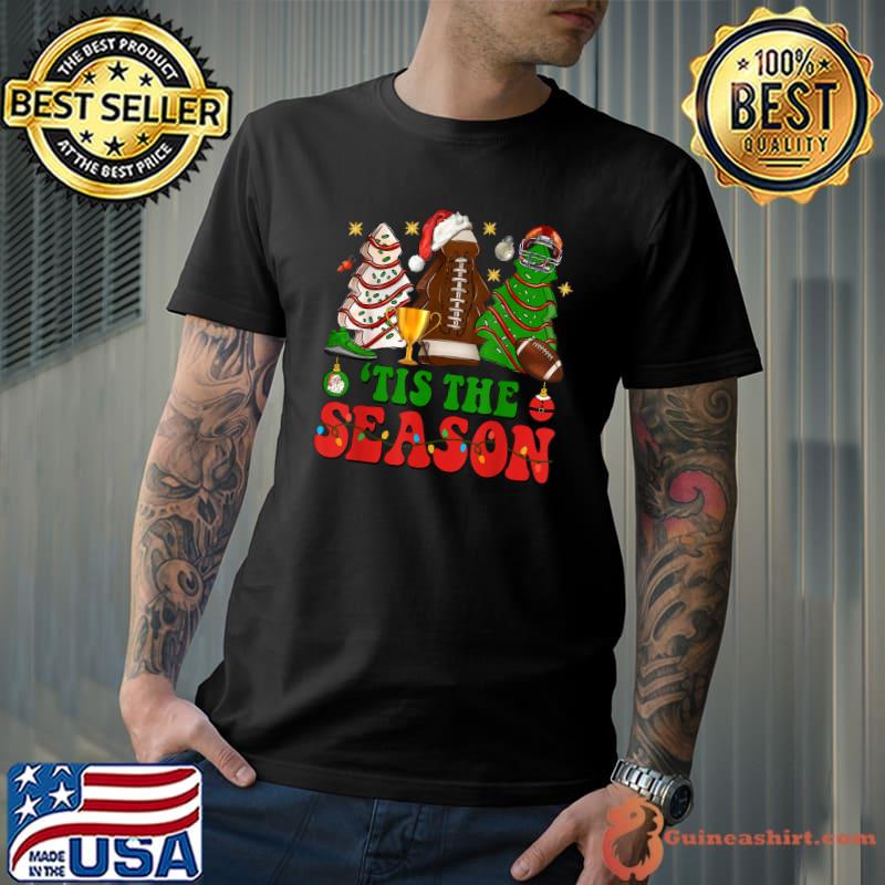 Tis Xmas The Season Football Christmas Tree Cakes Debbie T-Shirt