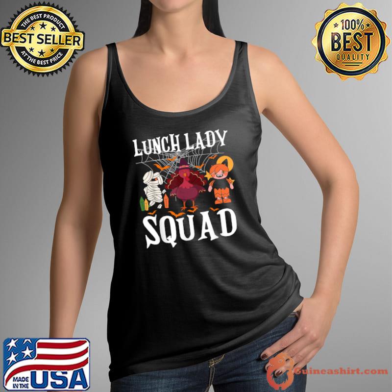 Turkeys Zombie Spider Bats Thankful Lunch Lady Squad Thanksgiving T-Shirt Tank Top