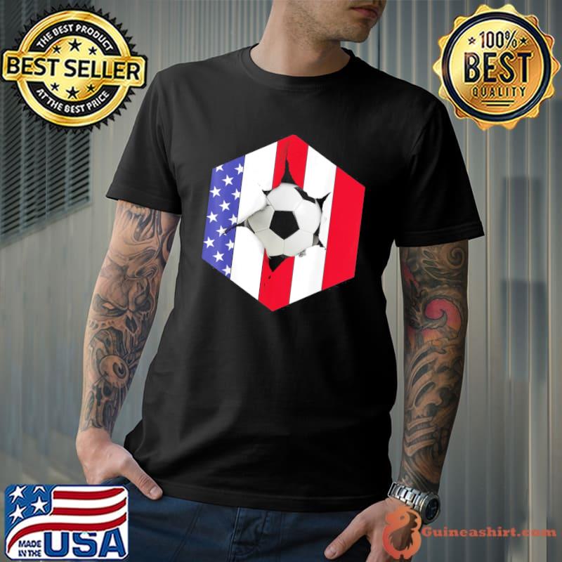 Us flag soccer ball shirt