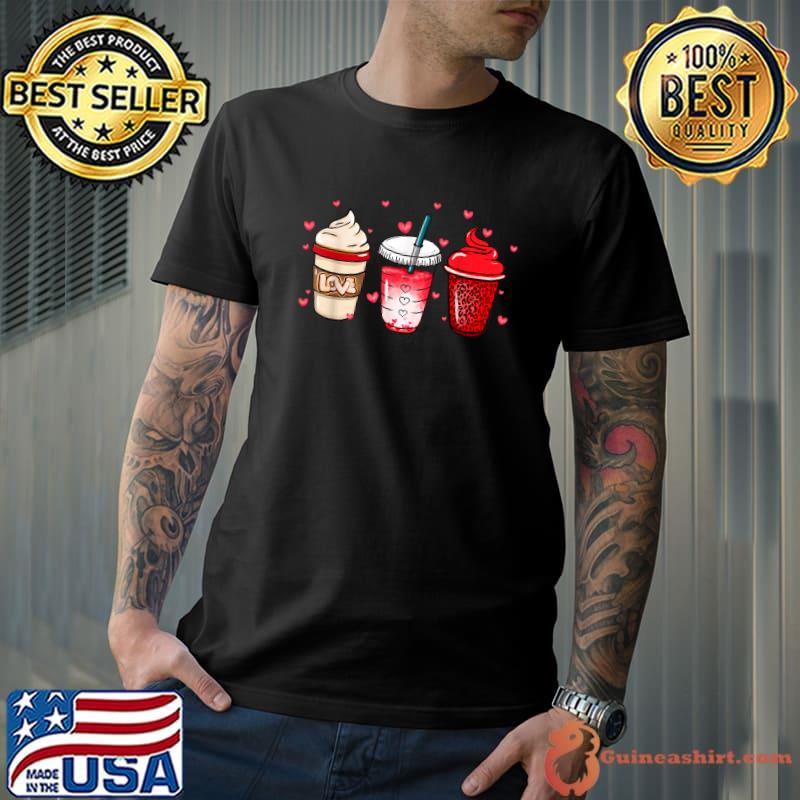 Valentine Coffee Heart Iced Coffee Lover Valentine Day T-Shirt