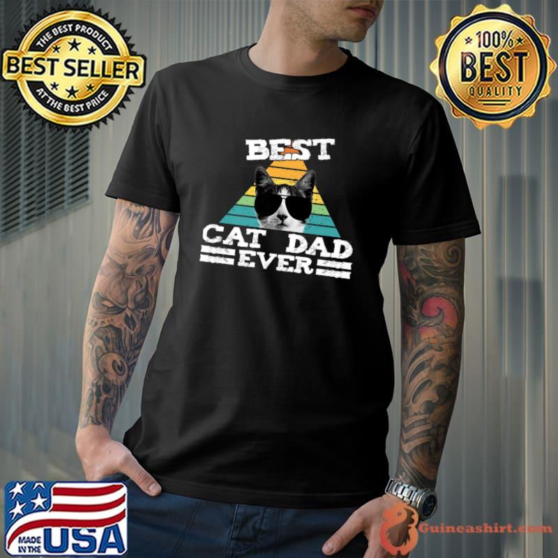 Vintage Best Cat Dad Ever Cat Daddy Bump Fit Cat Lover T-Shirt